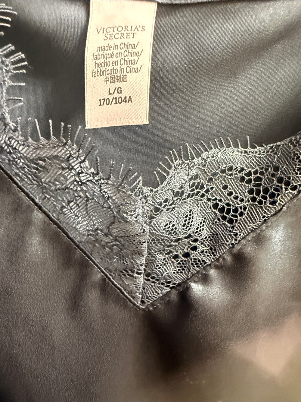 Victoria's Secret Slate Gray Satin Lace-Trim Slip nighty nightgown - Picture 10 of 10